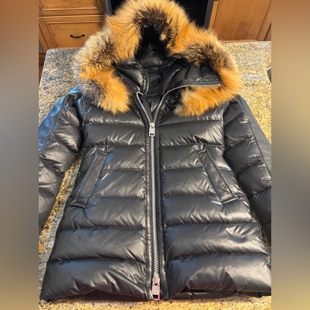 Nicole Benisti Nb Series Puffer Jacket P/S Lamb Leather & Golden Fox Fur Black